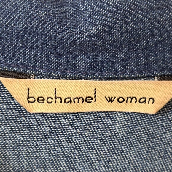 Vintage Bechamel Woman 1X Medium Wash Denim Embroidered Shacket Coastal Grandma - Picture 2 of 11